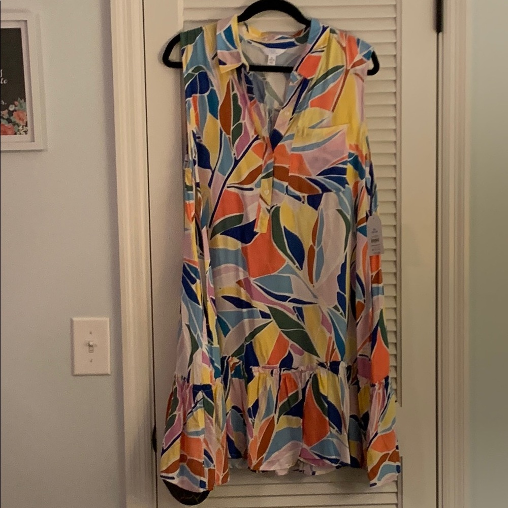Time and Tru Orange and Blue Sleeveless Sundress